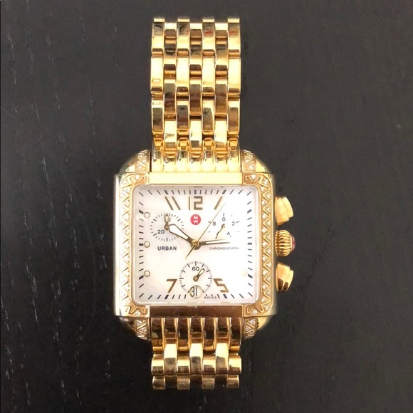 Michele Accessories - Michele Deco Gold Diamond Watch